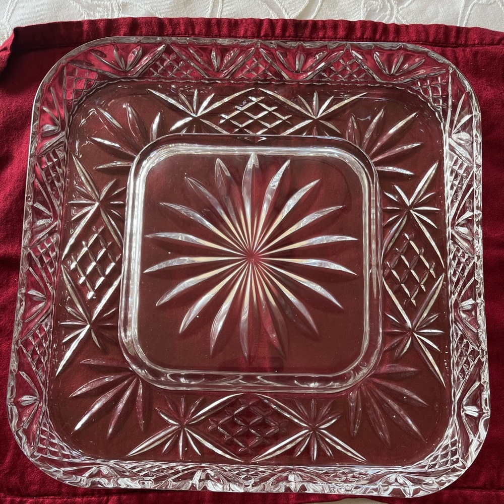 Dublin Crystal Cheese and Cracker Server. Shannon Crystal by Godinger